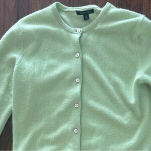 Lands' End Women's Mint Cardigan 100% Cashmere
